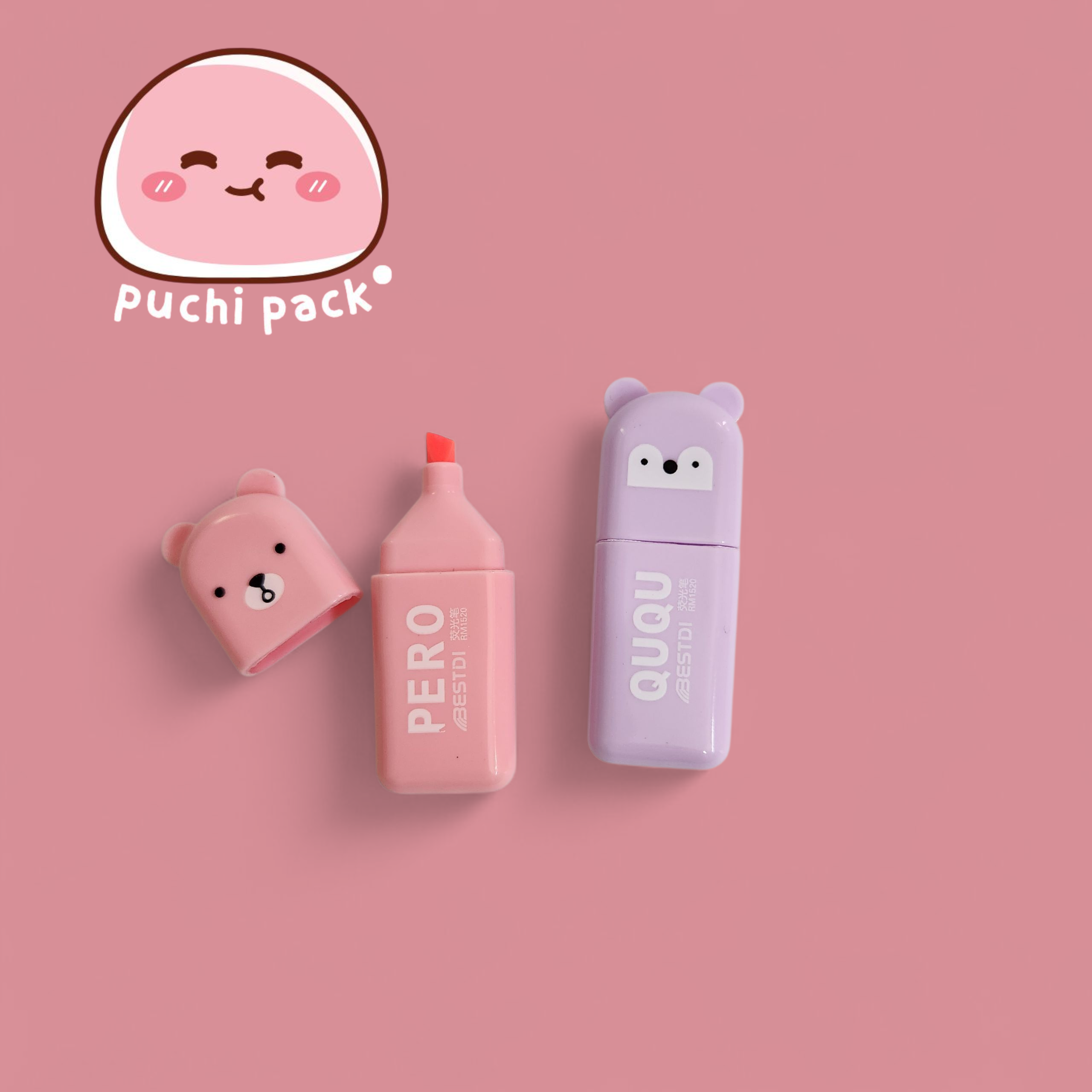 Cute Kawaii BOOW Soft Colors Highlighters (Set of 6)