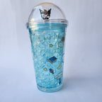 Frosted Glass with Lid & Straw for Drink