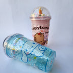 Frosted Glass with Lid & Straw for Drink