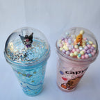 Frosted Glass with Lid & Straw for Drink