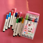 12 Markers with Stamp + Container