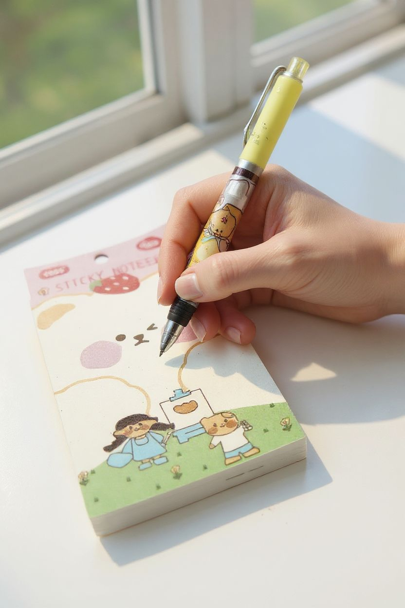 Notepad Sticky Notes with Kawaii Gel Pen