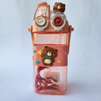 Double Drink Water Bottle with strap Pink