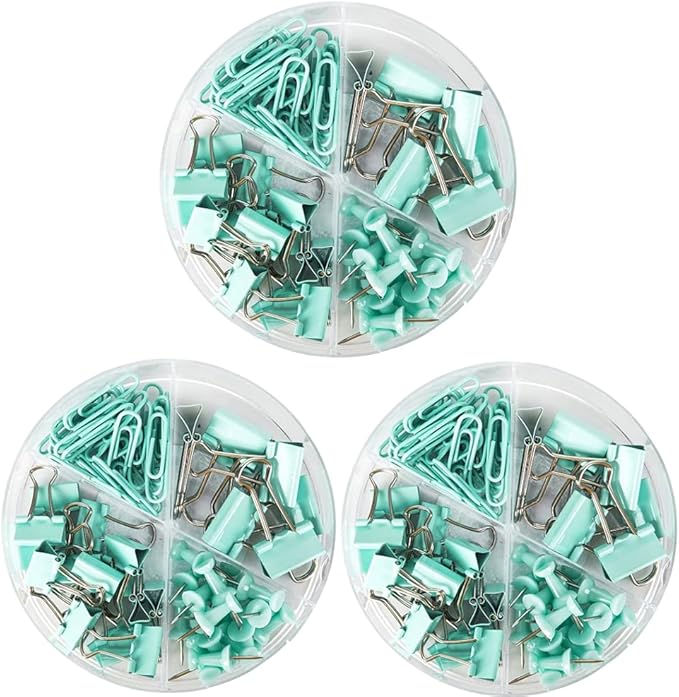 Binder Clips and Paper Clips Push Pins Tacks Set